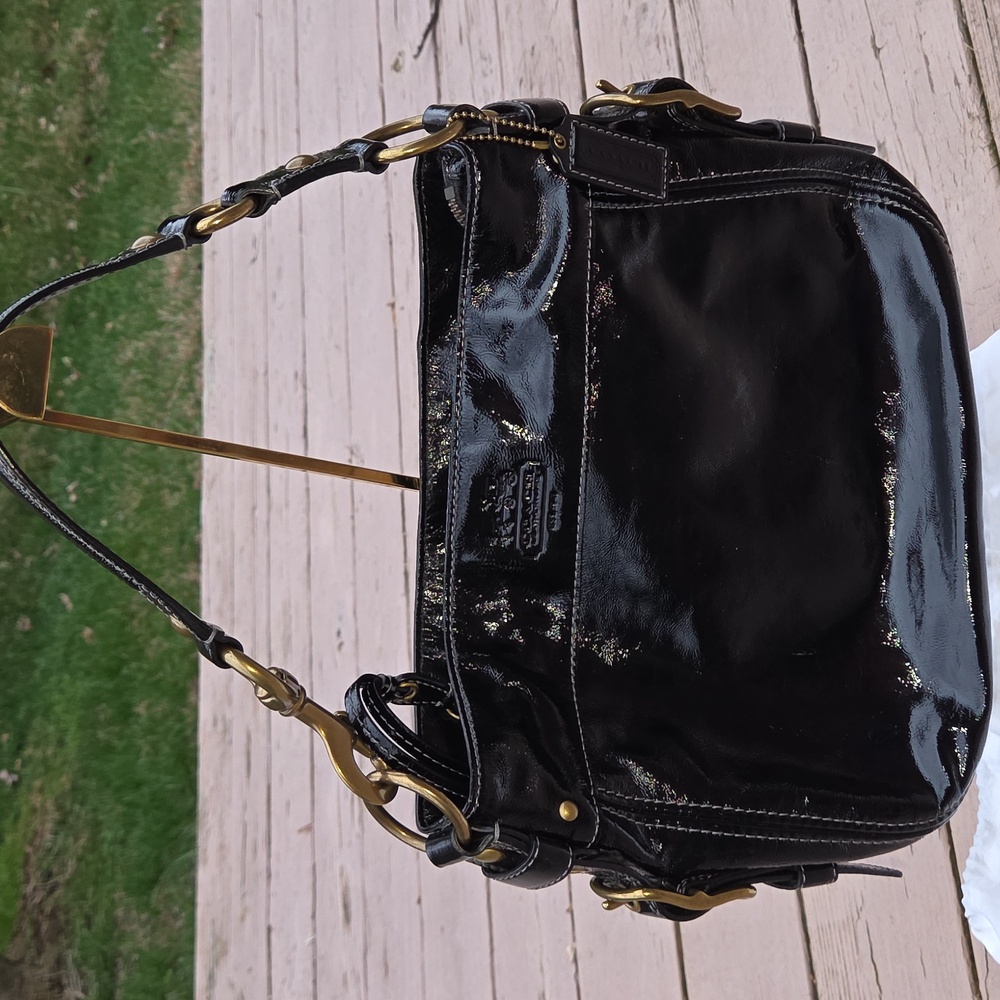 Coach Zoe 12735 2008 Patent Hobo Black Shoulderbag Great Used Condition - Picture 11 of 16